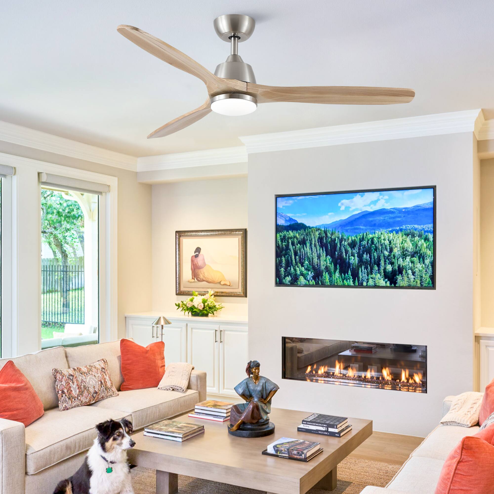 Alt View 5. Sofucor - 52" Ceiling Fans with Lights and Remote Control Low Profile Quiet Reversible 3CCT Integrated LED Light Ceiling Fan - Nickel.