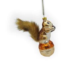 OrnamentallyYou - Squirrel and Nut Glass Christmas Ornament - Multi-colored