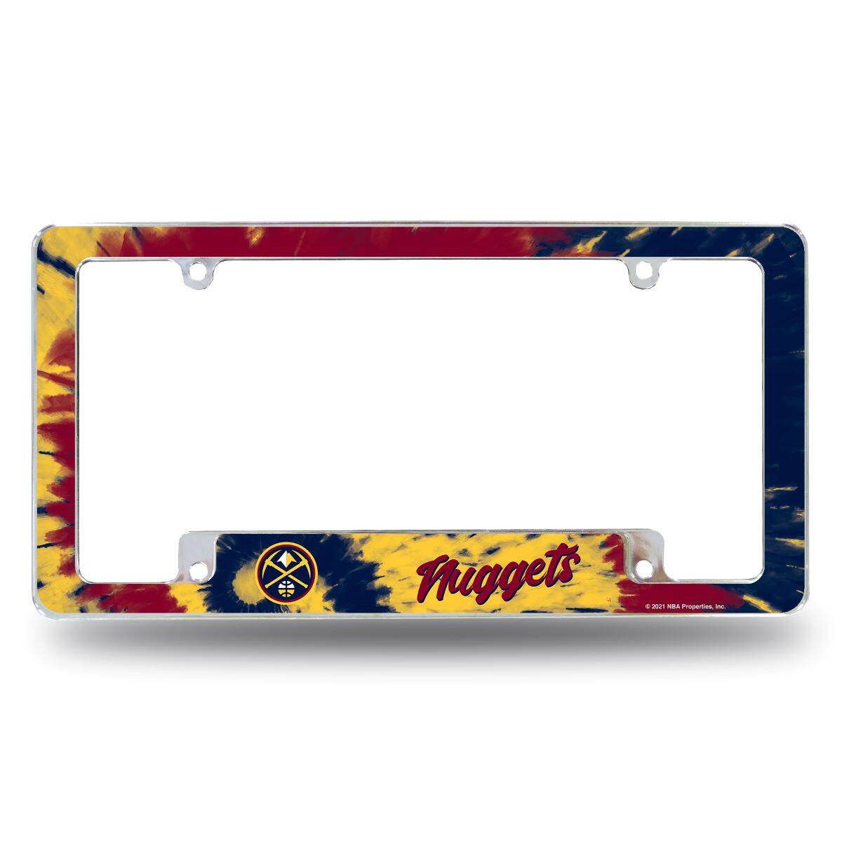 Denver Basketball Nuggets Chrome Metal License Plate Frame - Tie Dye Design