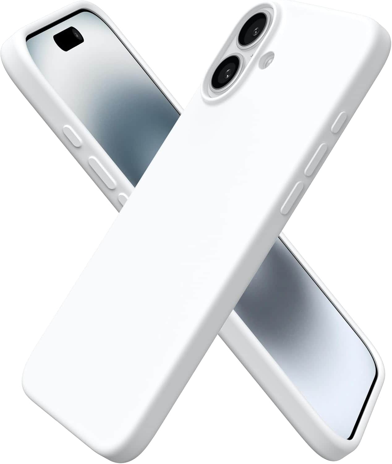 Front. Ornarto - ORNARTO Designed for iPhone 16 Plus Case 6.7", Liquid Silicone 3 Layers Full Covered Protective Cover-White - White.