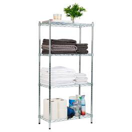 Mind Reader - Storage Shelves, Garage Shelving, Storage Shelf, Pantry Org, Adjustable, Metal, 23.5"L x 11.75"W x 48"H - Silver