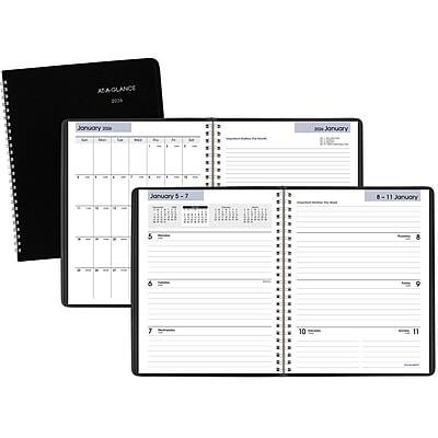 AT-A-GLANCE - 2026 DayMinder Executive 7" x 8.75" Weekly & Monthly Planner, Faux Leather Cover - Black