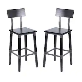 Flash Furniture - Jackson 2 Pack Commercial Grade Rustic Industrial Wood Dining Barstool - Black