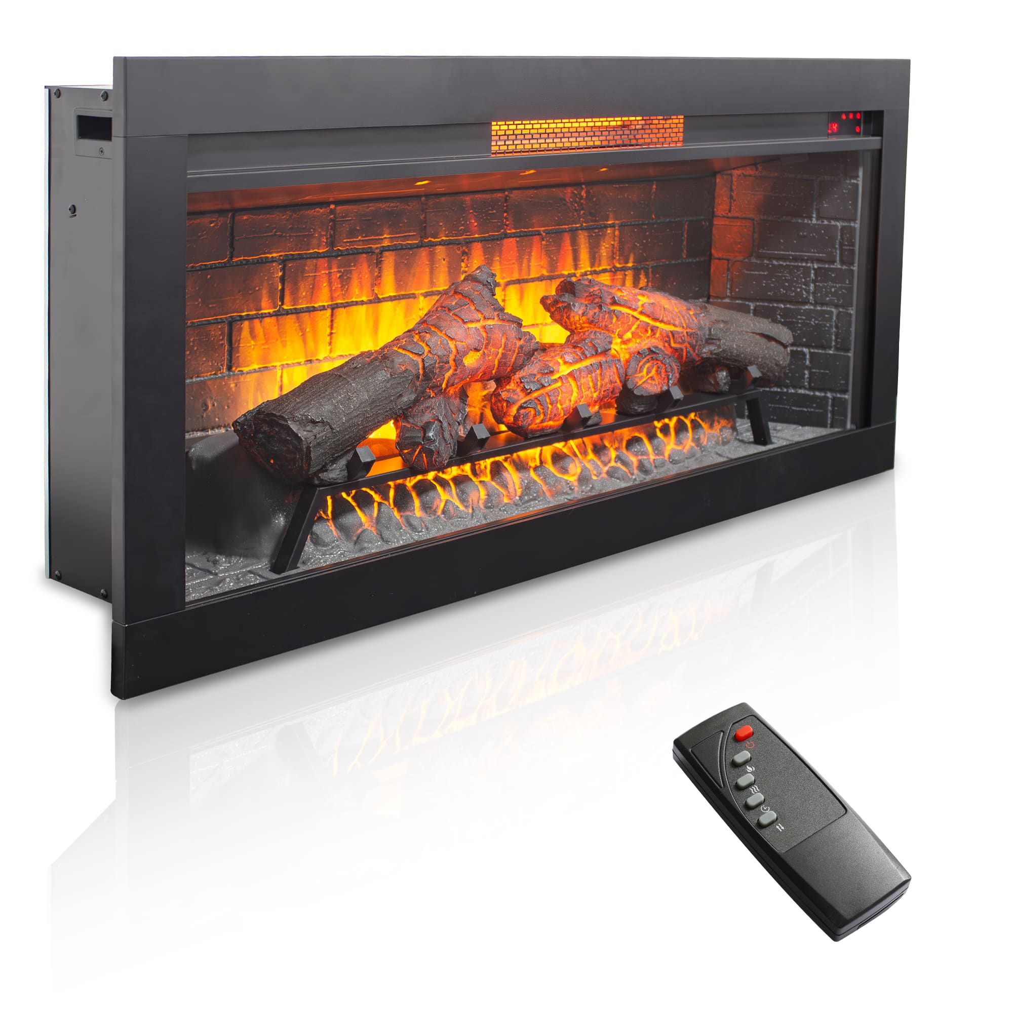 Mondawe - 42" Infrared Electric Fireplace Insert w/ Removable Trim, Touch Panel, Built-in Speaker, CSA/UL Certified - Black