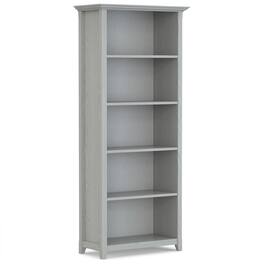 Simpli Home - Amherst 30 inch Wide Solid Wood Transitional 5 Shelf Bookcase - Fog Grey