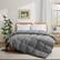 Front. Puredown - Puredown Luxurious 300TC 100% Organic Cotton Down Feather Fiber Comforter, Gray, Full/Queen - Gray.