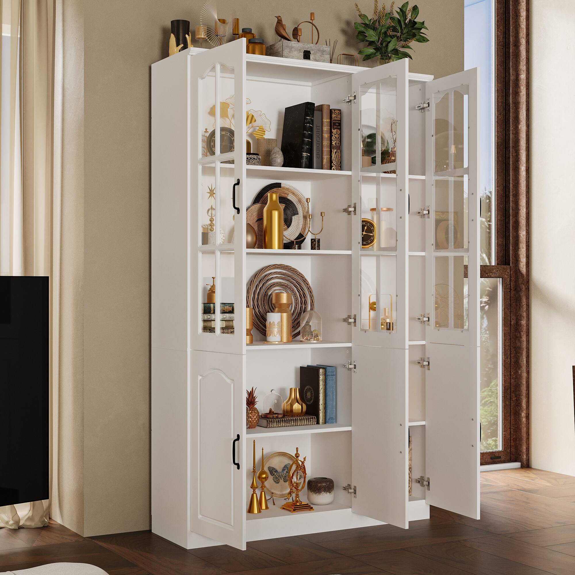 Alt View 10. Famapy - Famapy Glass - Door Kitchen Cabinet: Stylish Storage Credenzas for Organized Living - White.