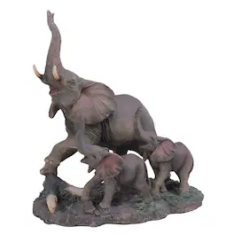 FC Design - 9"H Elephant Family Playing Together Figurine with Trunk Up Office Desk Tabletop Home Decor Gift - Multi-Color