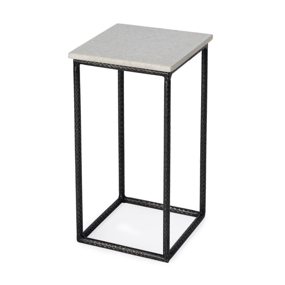 Alt View 3. Butler Specialty - Mabel Marble and Hammered Iron Side Table - White And Black.
