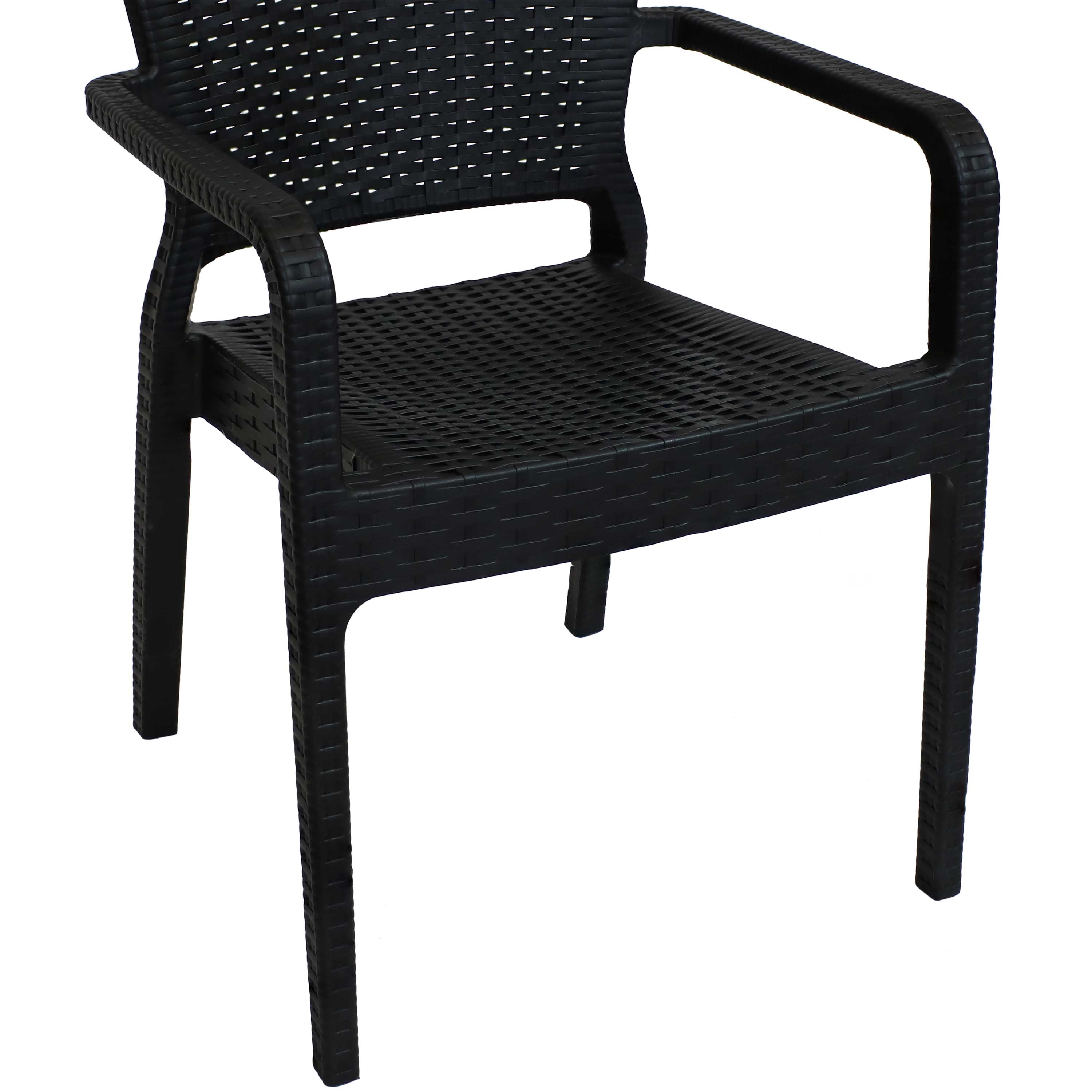 Alt View 10. Sunnydaze - Segonia Plastic Stackable Dining Armchair - Set of 2 - Black.