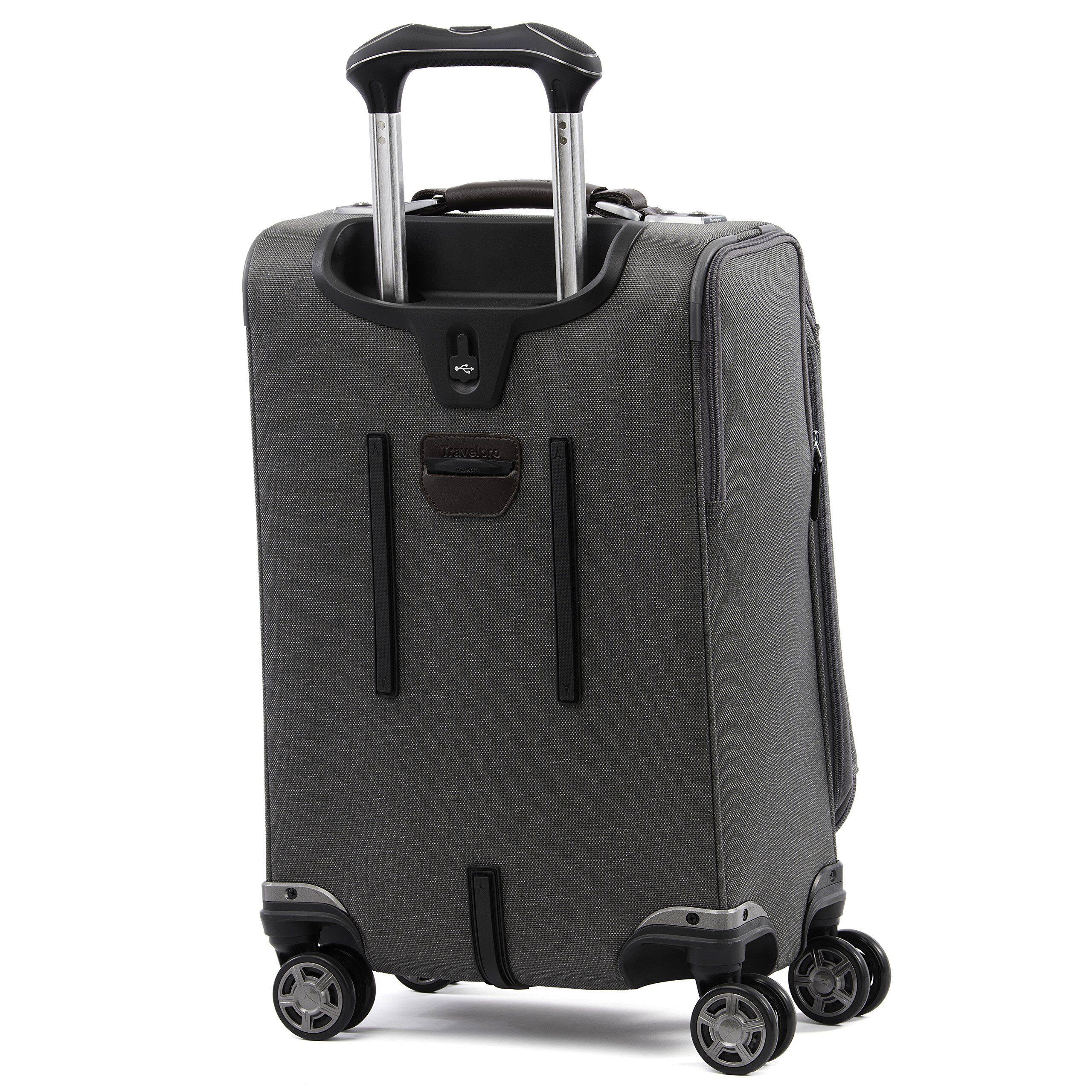 Angle. Travelpro - Travelpro Platinum Elite Softside Expandable 20" Carry On Spinner - Vintage Grey.