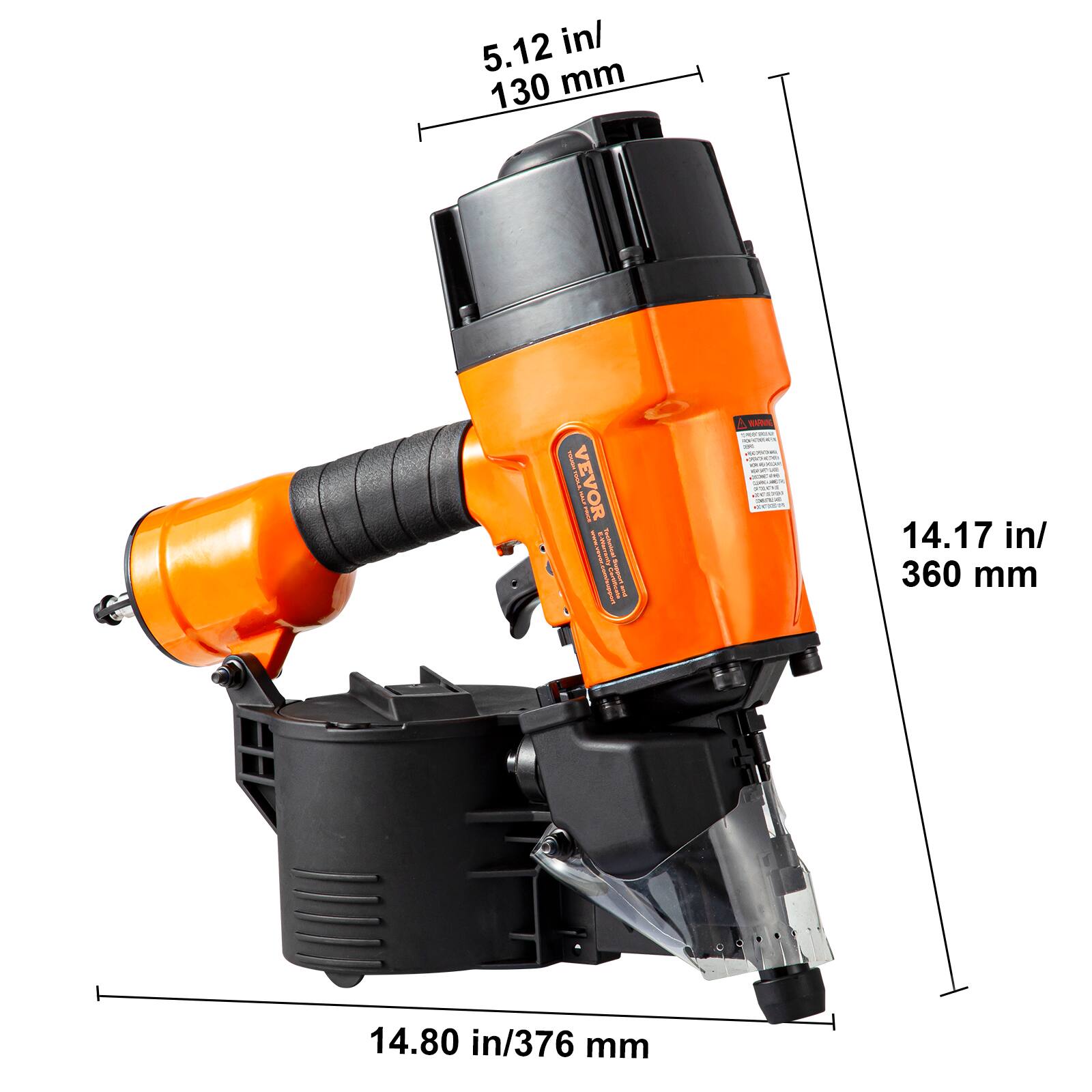 5.12 in/ 130 mm  
14.17 in/ 360 mm  
14.80 in/ 376 mm