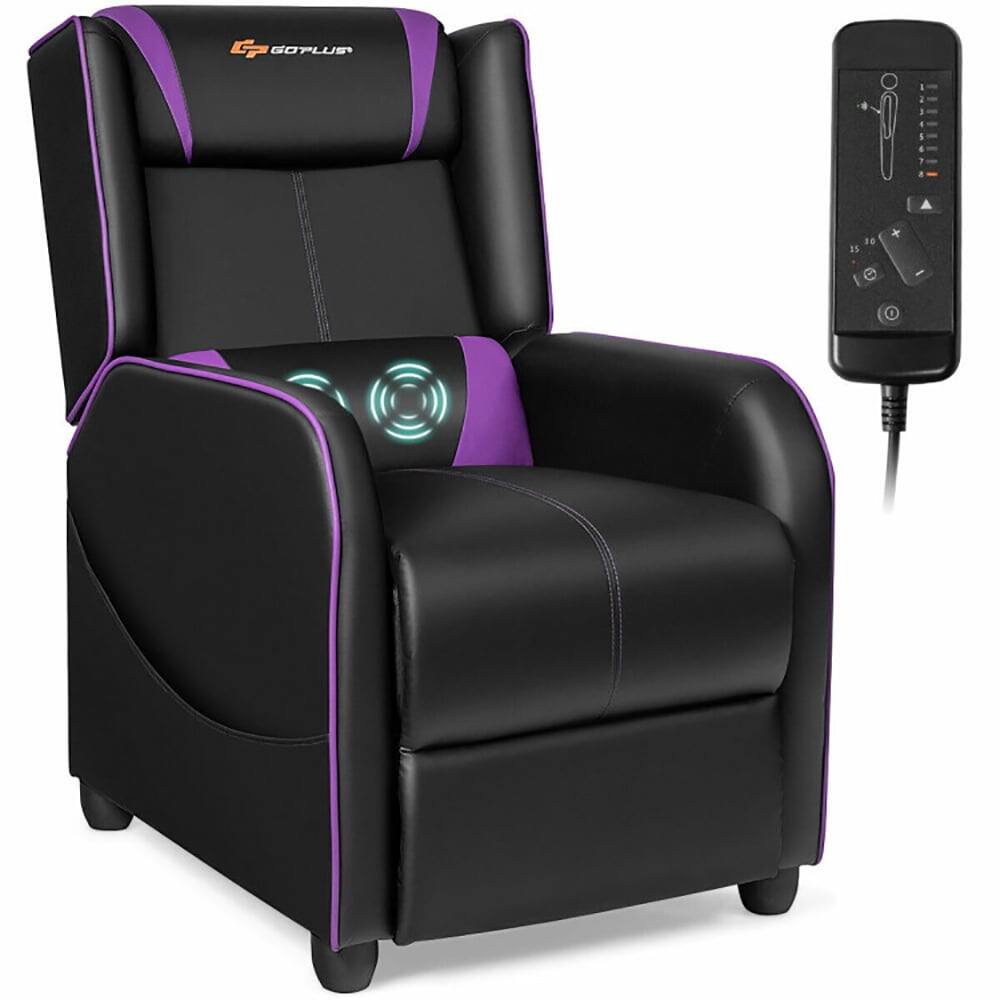 Alt View 5. Kadyn - Recliner Chair, Reclining Chair,Lounge Chair,Home Massage Gaming Recliner Chair-Purple - Purple.