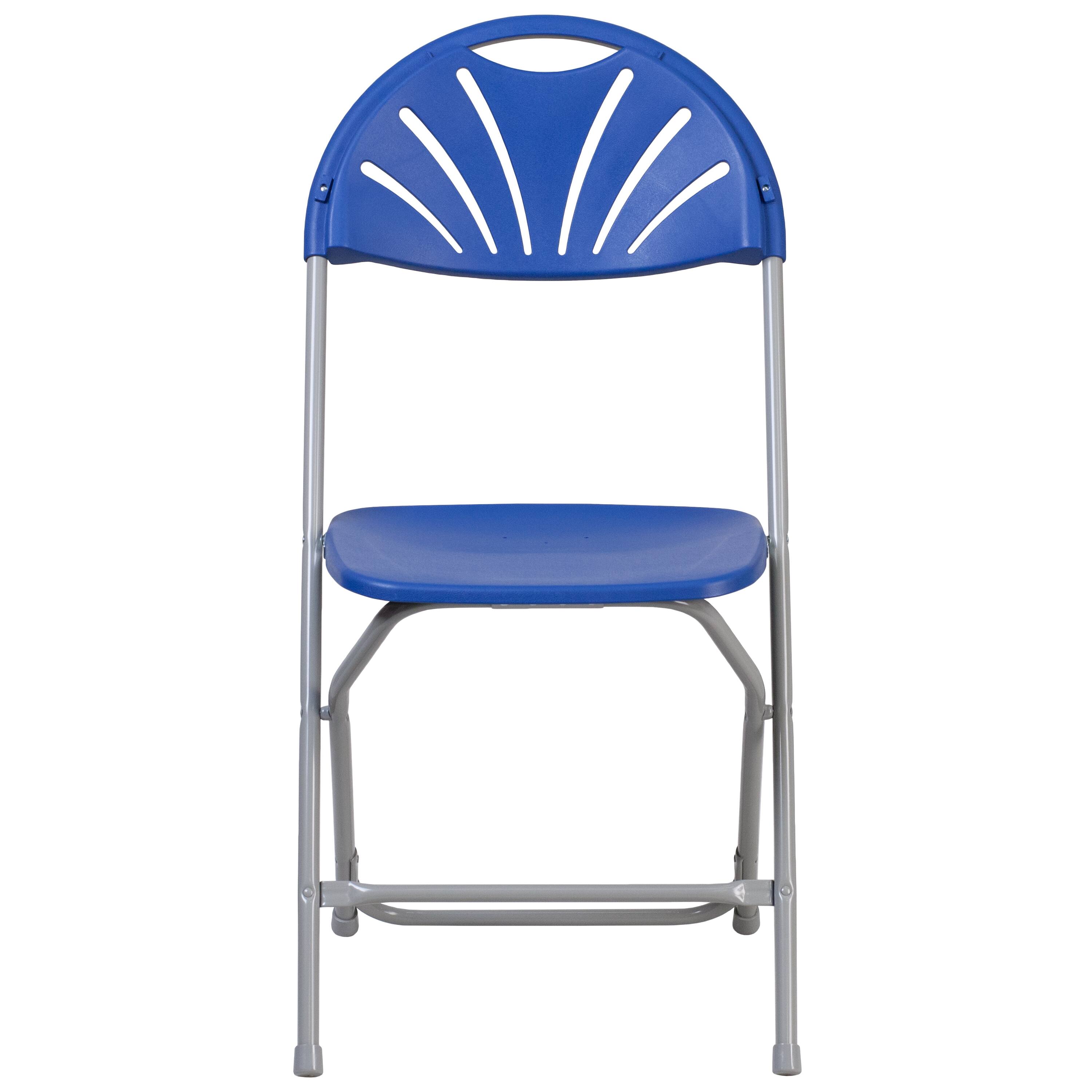 Alt View 3. Emma + Oliver - 2 Pack Wedding Party Event Fan Back Plastic Folding Chair Home Office - Blue.