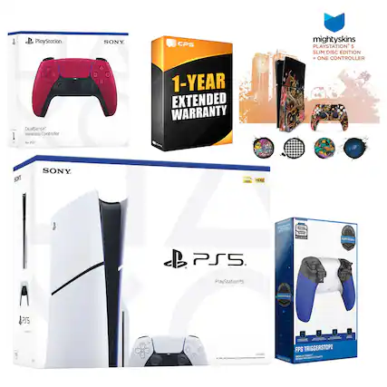1. PlayStation DualSense Wireless Controller
- For PS5
2. SONY CPS 1-YEAR EXTENDED WARRANTY
3. mighty skins
- PLAYSTATION 5 SLIM DISC EDITION + ONE CONTROLLER
4. PlayStation 5
5. FPS TRIGGERSTOPZ