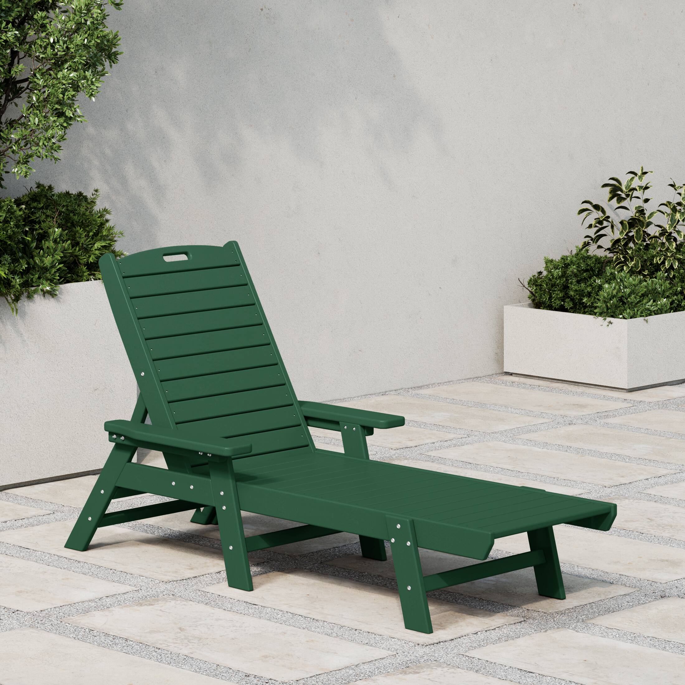 Angle. WestinTrends - WestinTrends Malibu Poly Reclining Chaise Lounge - Dark Green.