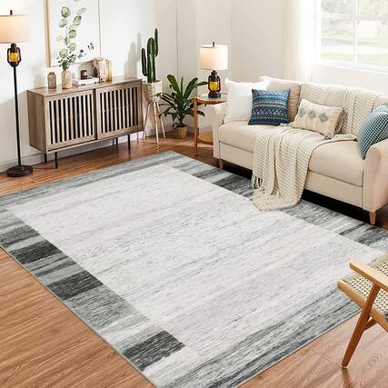 Front. Acekool - Modern Bordered Area Rug - Gray.