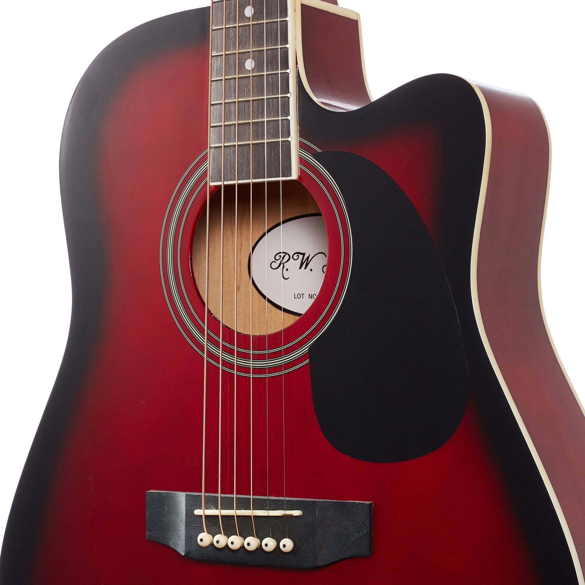 Alt View 3. Jameson Guitars - Thinline Cutaway Acoustic Electric Guitar with Gig Bag - Right Handed - Red.