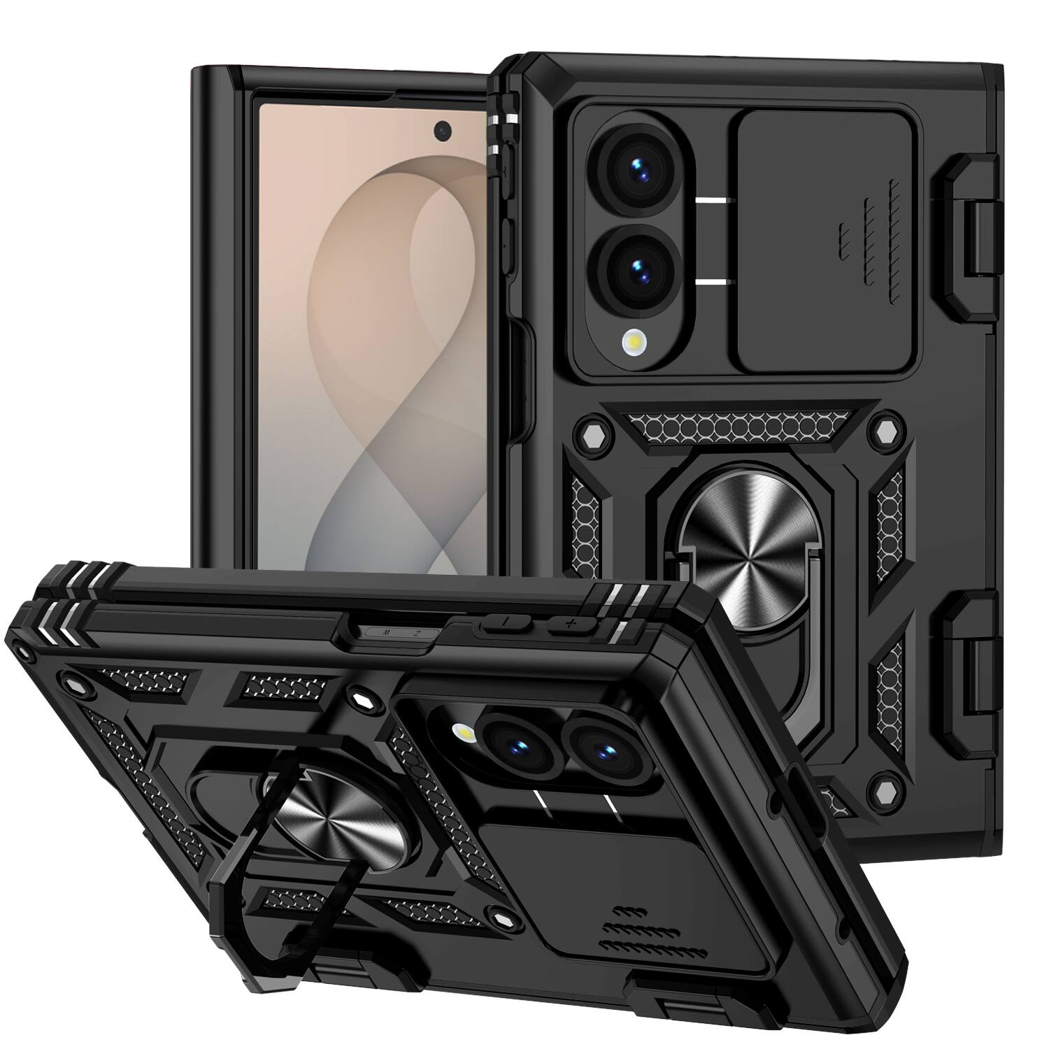 Dteck For Samsung Galaxy Z Fold8 Heavy Duty Rugged Case Sliding Lens ...