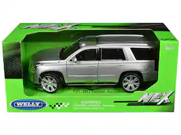 2017 Cadillac Escalade with Sunroof 1/24-1/27 Diecast Model Car by Welly - Silver Metallic