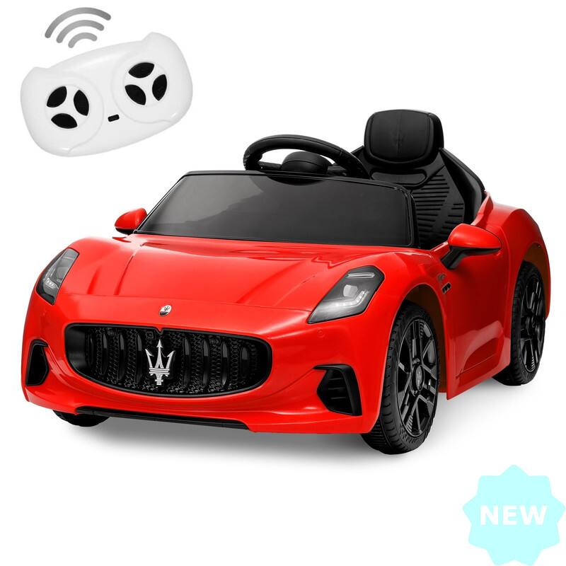 Front. Jojoka - Licensed Maserati GranCabrio 12V Kids Ride-On Car with Remote Control - Red.