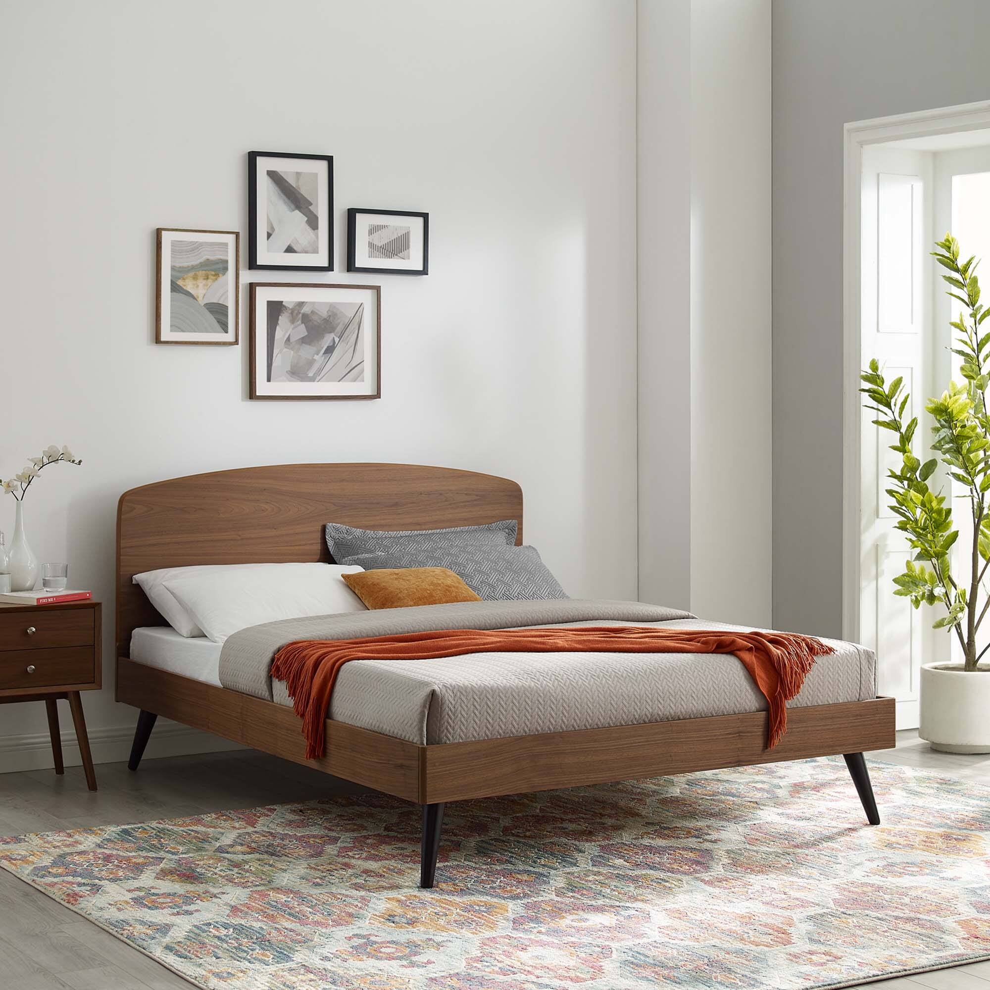 Alt View 5. Modway - Current Performance Velvet Twin Platform Bed - Red.
