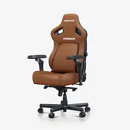 AndaSeat - Kaiser 4 Premium Ergonomic Office Gaming Chair with Superior Leather, Upgraded Lumbar, Wide Seat & 6D Armrests – L Size - Bentley Brown