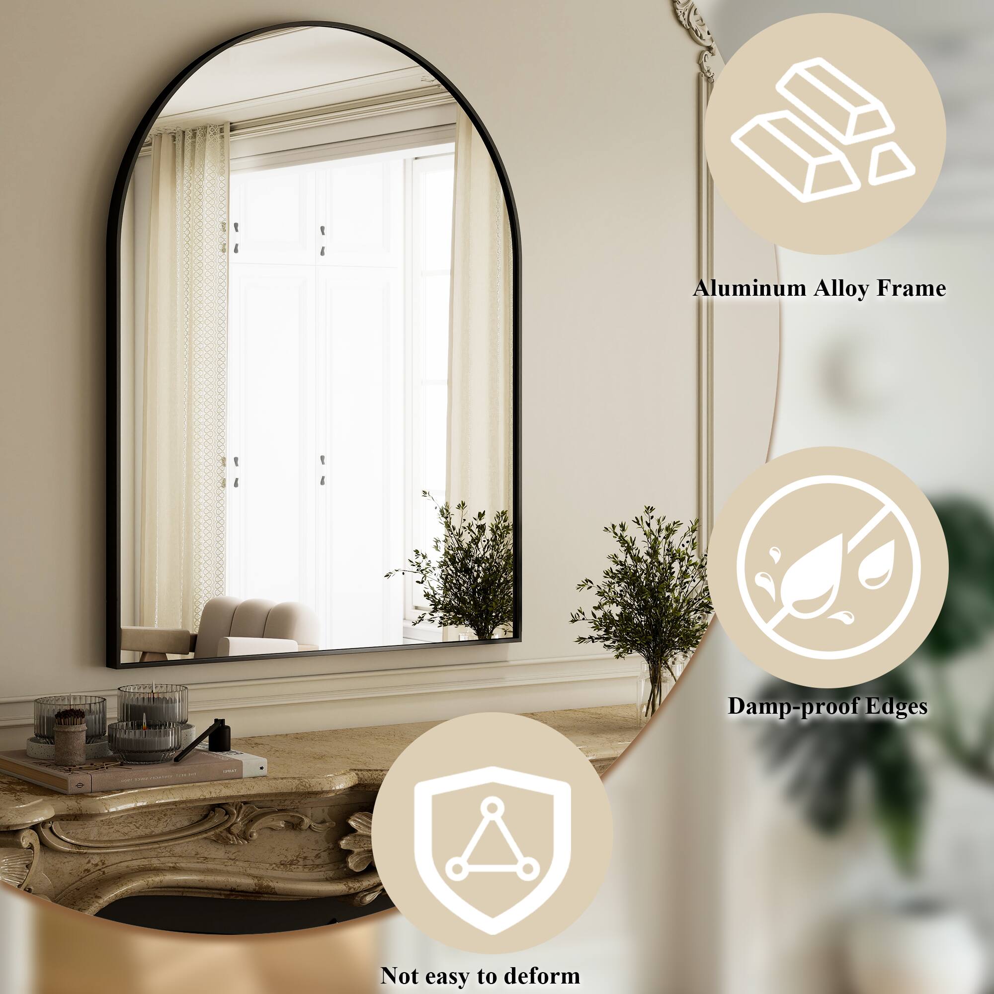 Aluminum Alloy Frame  
Damp-proof Edges  
Not easy to deform