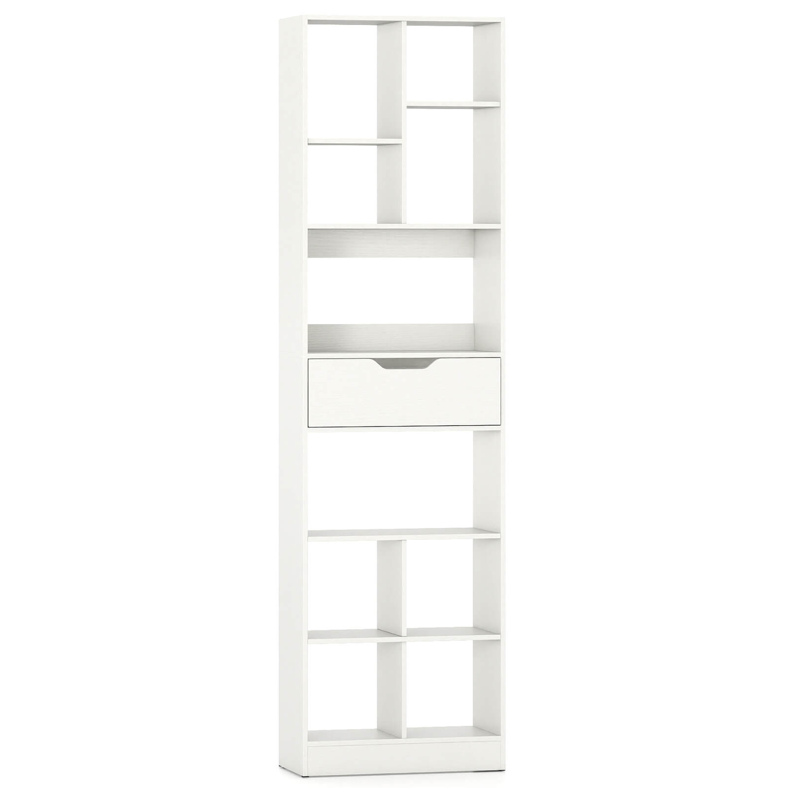 Alt View 9. Costway - Costway 71"Bookcase with Drawer, 10 Open Cubes, Anti-toppling Kits for Study, Home Office - White.