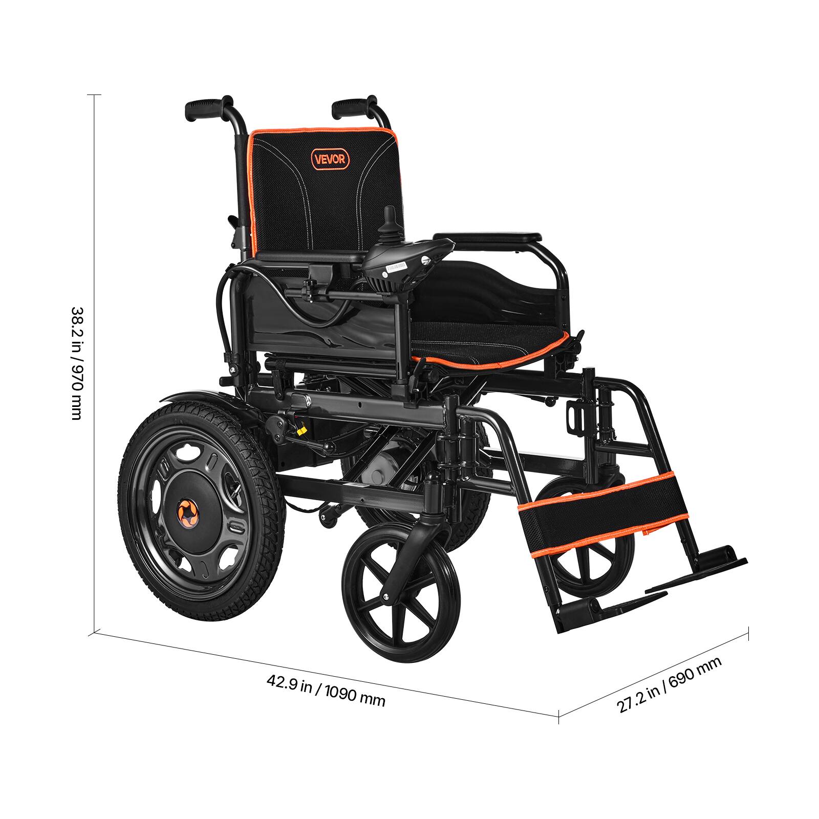 VEVOR Electric Wheelchair for Adults, 265lbs Capacity, Foldable