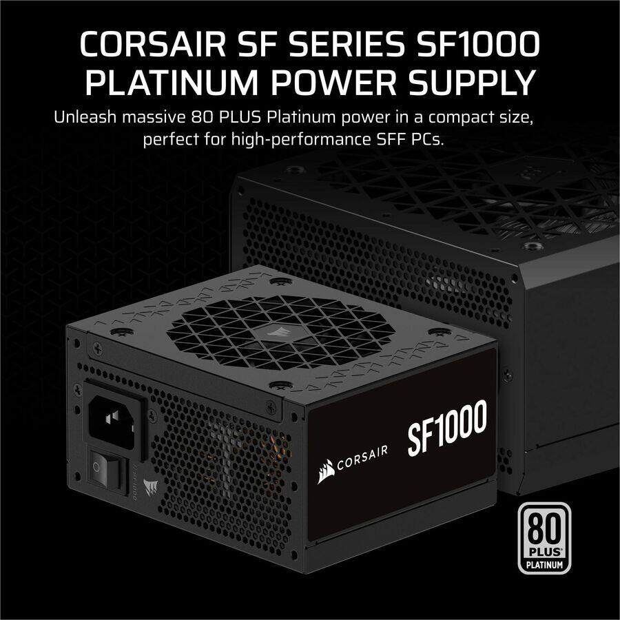 CORSAIR SF SERIES SF1000 PLATINUM POWER SUPPLY

Unleash massive 80 PLUS Platinum power in a compact size, perfect for high-performance SFF PCs.