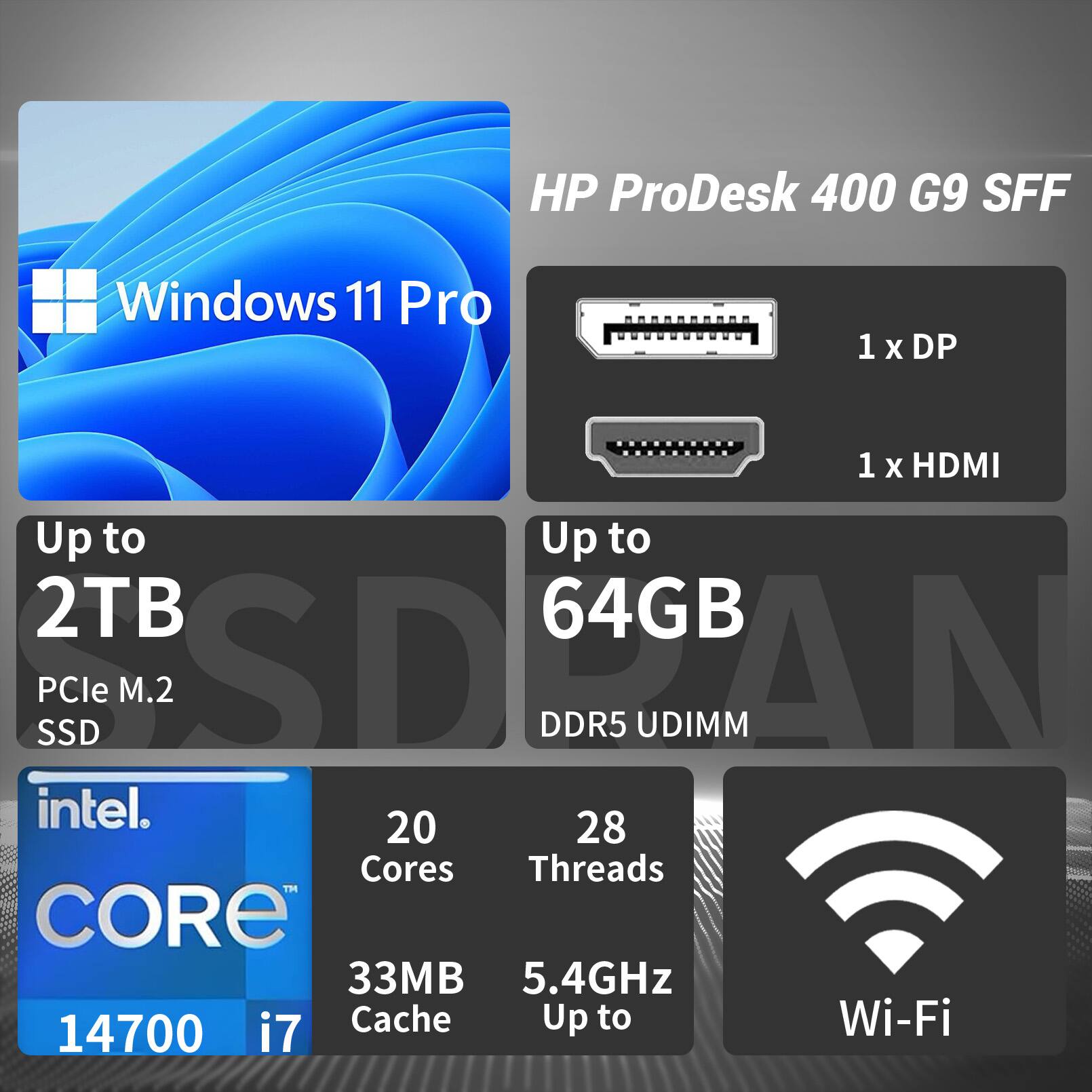 HP Upgraded ProDesk 400 Desktop Intel Core i7 14700 32GB RAM 2TB
