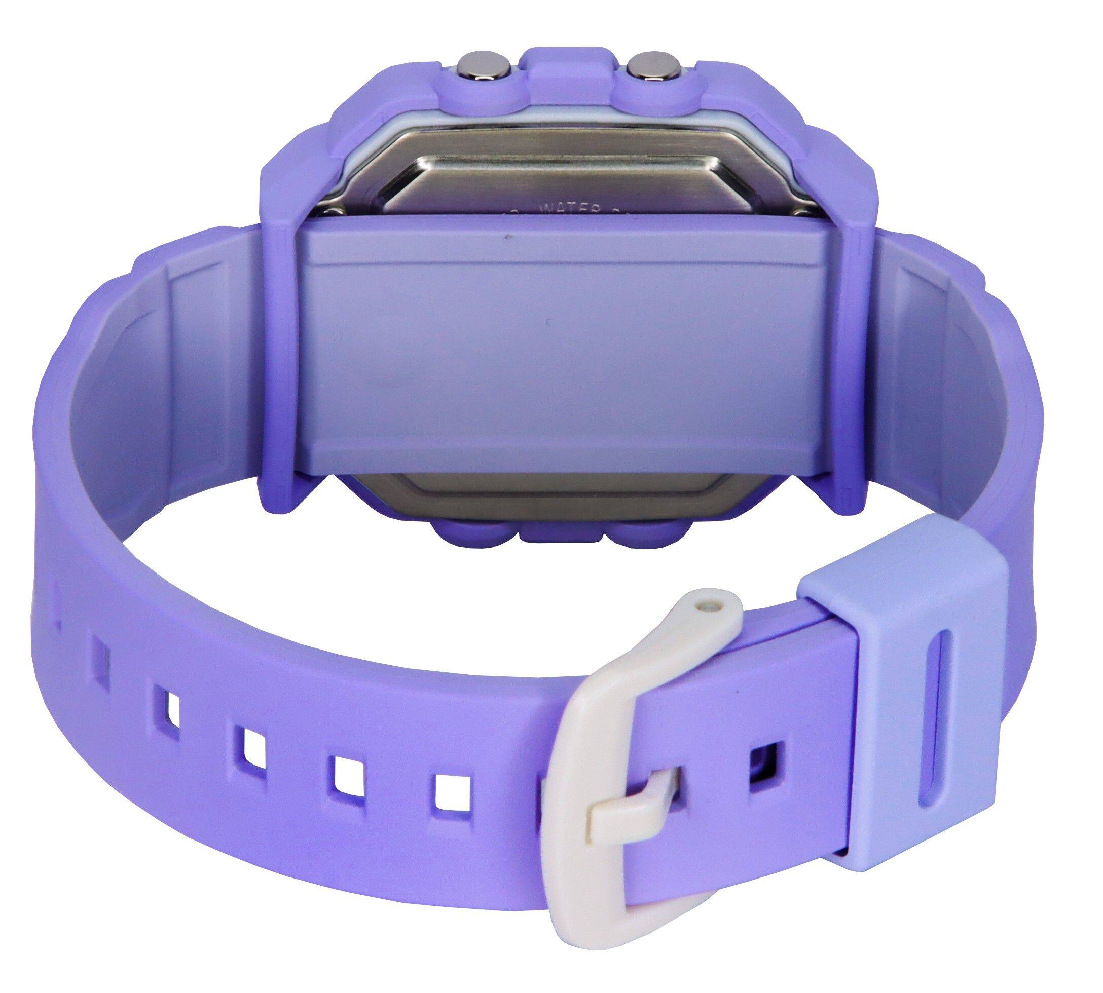 Back. Casio - Baby-G Plus Digital 30th Anniversary Purple Resin Strap Quartz BGD-10K-6 100M Women's Watch With Special Holder - White.