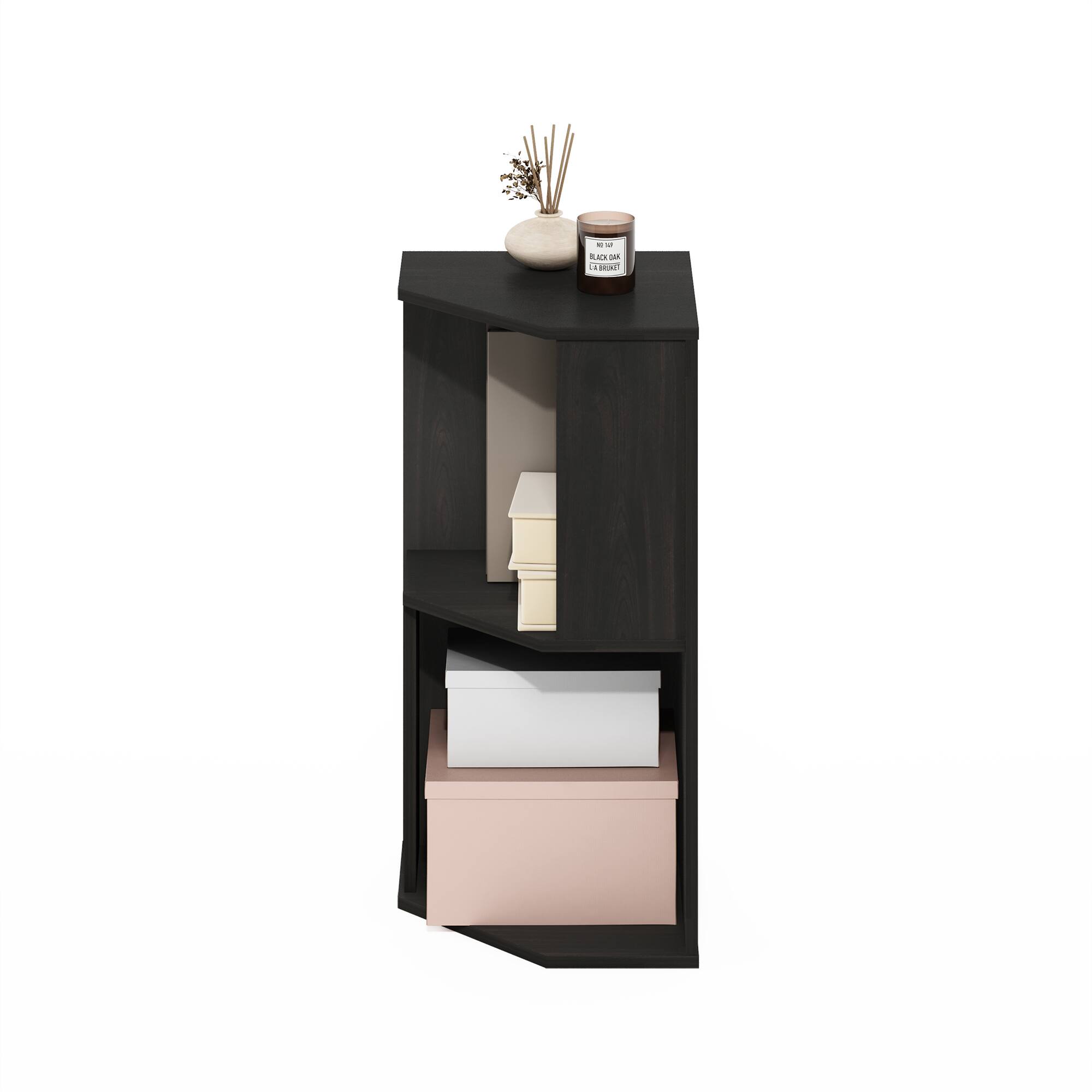 Alt View 5. Furinno - Econ 2-Tier Freestanding Corner Shelf Bookcase, Bookshelf, Espresso - Espresso.