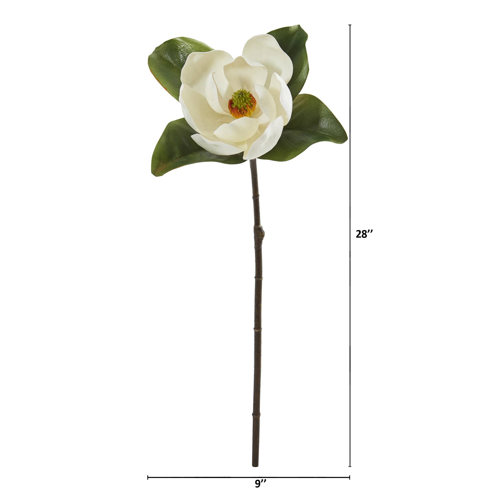 Angle. BreeBe - 28" Magnolia Artificial Flower (Set of 3) - White.