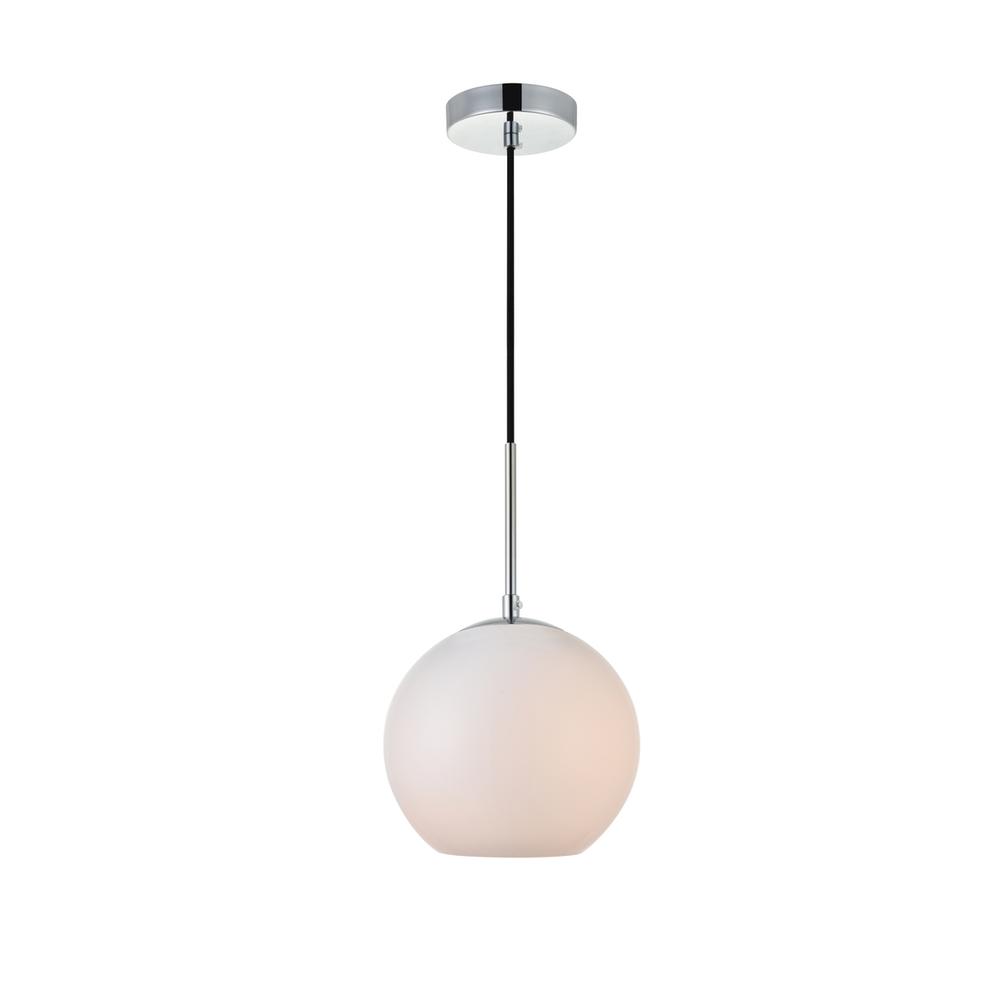 Alt View 3. Living District - Baxter 1 Light Chrome Pendant With Frosted White Glass - Chrome And Frosted White.