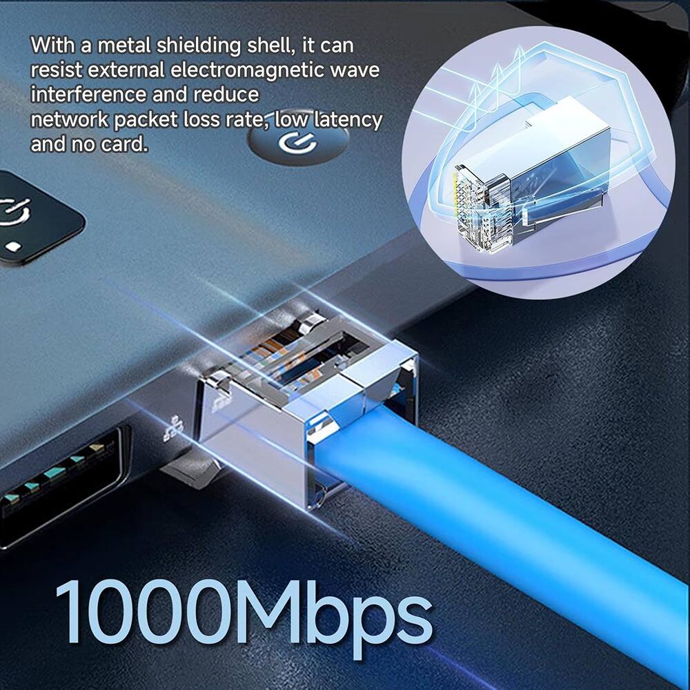 With a metal shielding shell, it can resist external electromagnetic wave interference and reduce network packet loss rate, low latency and no card.

1000Mbps