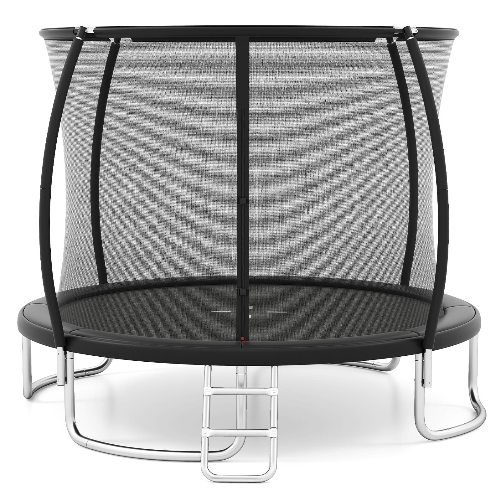 Gymax - Outdoor Trampoline w/Safety Enclosure Net & Anti-Rust Galvanized Steel Frame - Black
