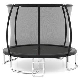Gymax - Outdoor Trampoline w/Safety Enclosure Net & Anti-Rust Galvanized Steel Frame - Black