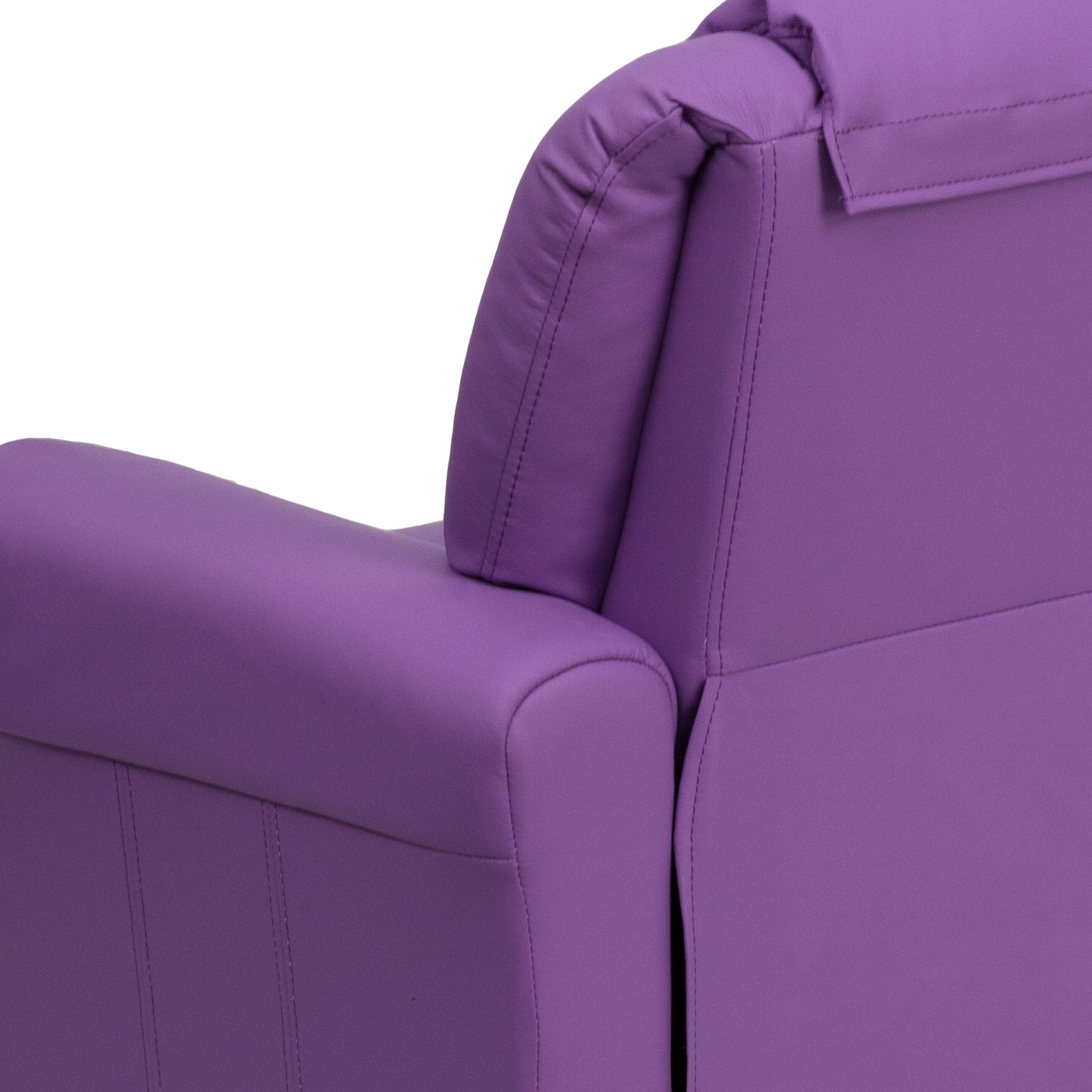 Alt View 9. Emma + Oliver - Contemporary Kids Recliner with Cup Holder and Headrest - Lavender Vinyl.