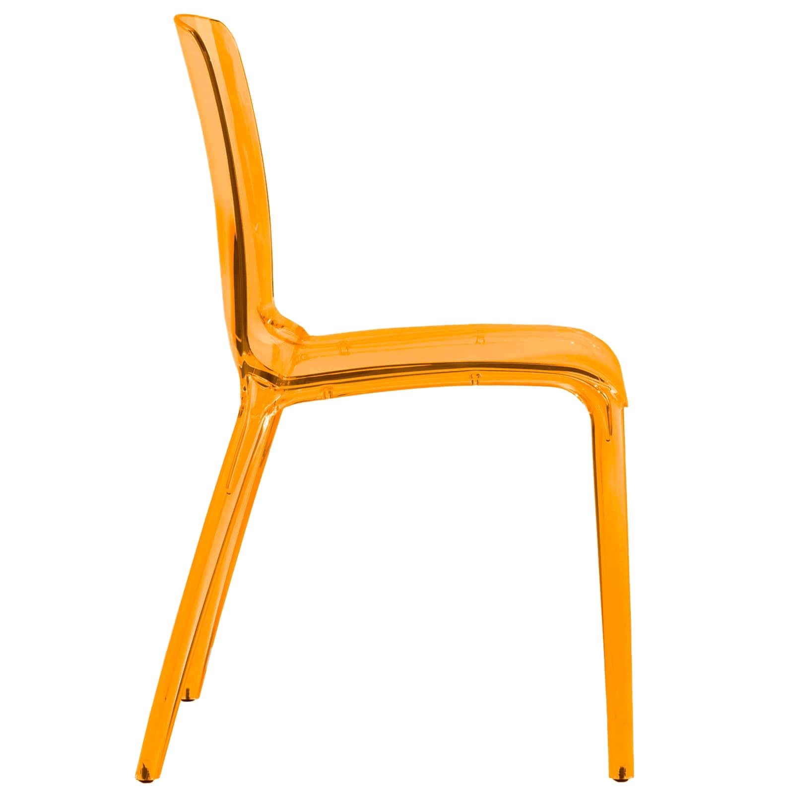 Back. LeisureMod - Murray Modern Stackable Acrylic Accent Dining Chair with Transparent Seat for Dining Room, Kitchen & Office - Transparent Orange.