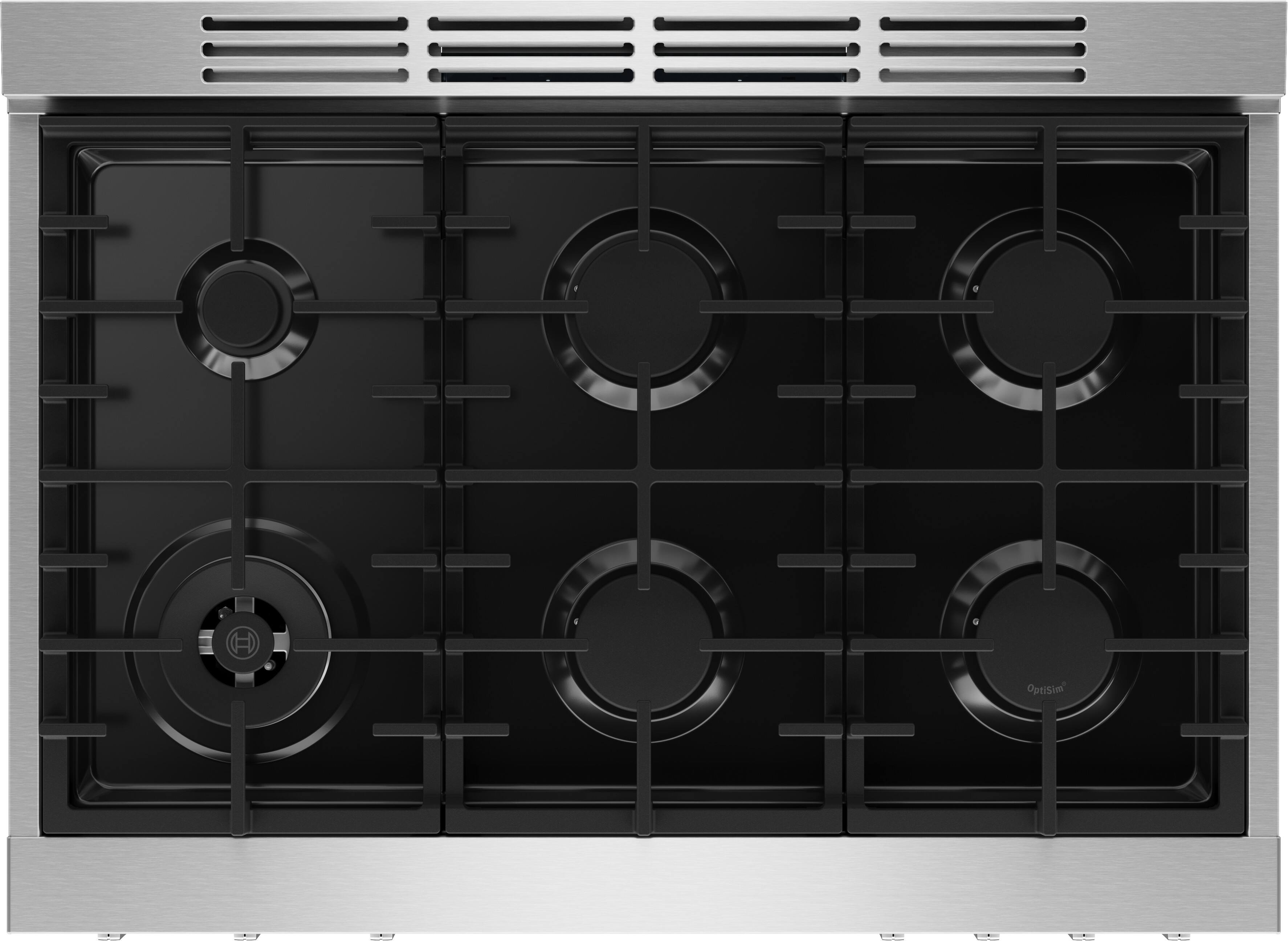 Alt View 3. Bosch - 800 Series 36 in. Wide 3.2 Cu. Ft. Industrial Style Dual Fuel True Convection Range with 6 Burners - Stainless Steel.
