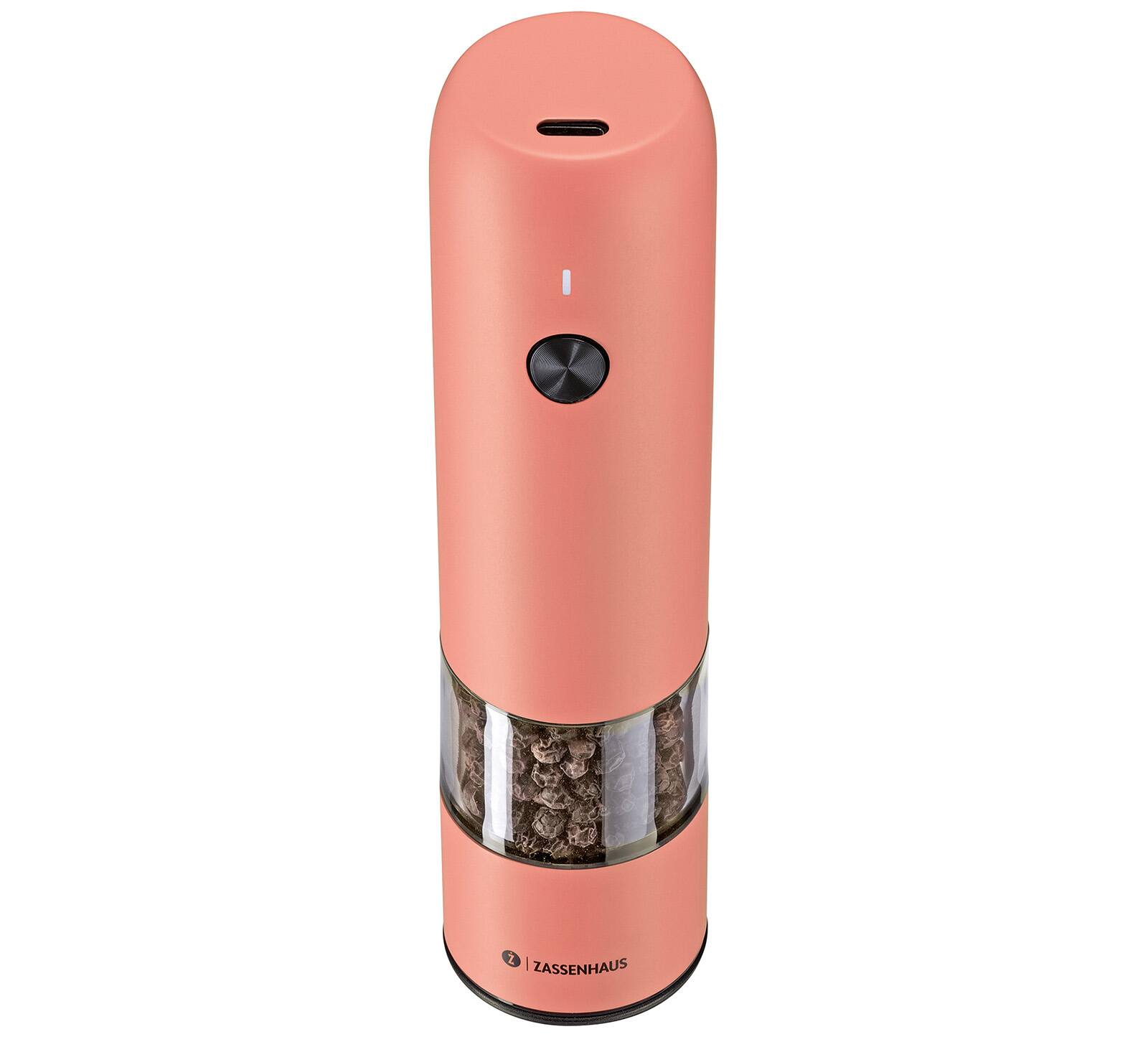 Alt View 1. Zassenhaus - Koln Rechargeable Salt or Pepper Mill, 5.5" H x 1.5", Coral - Coral.