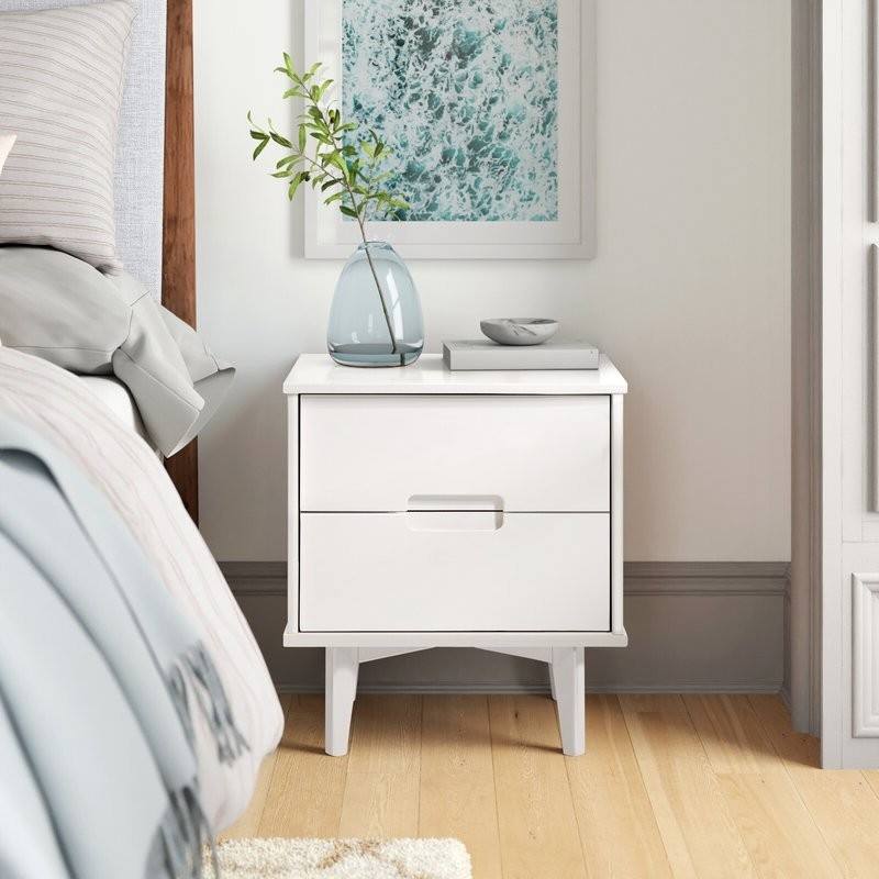 Alt View 1. Hivvago - Hivvago FarmHouse 2 Drawer Solid Wood Nightstand - White.