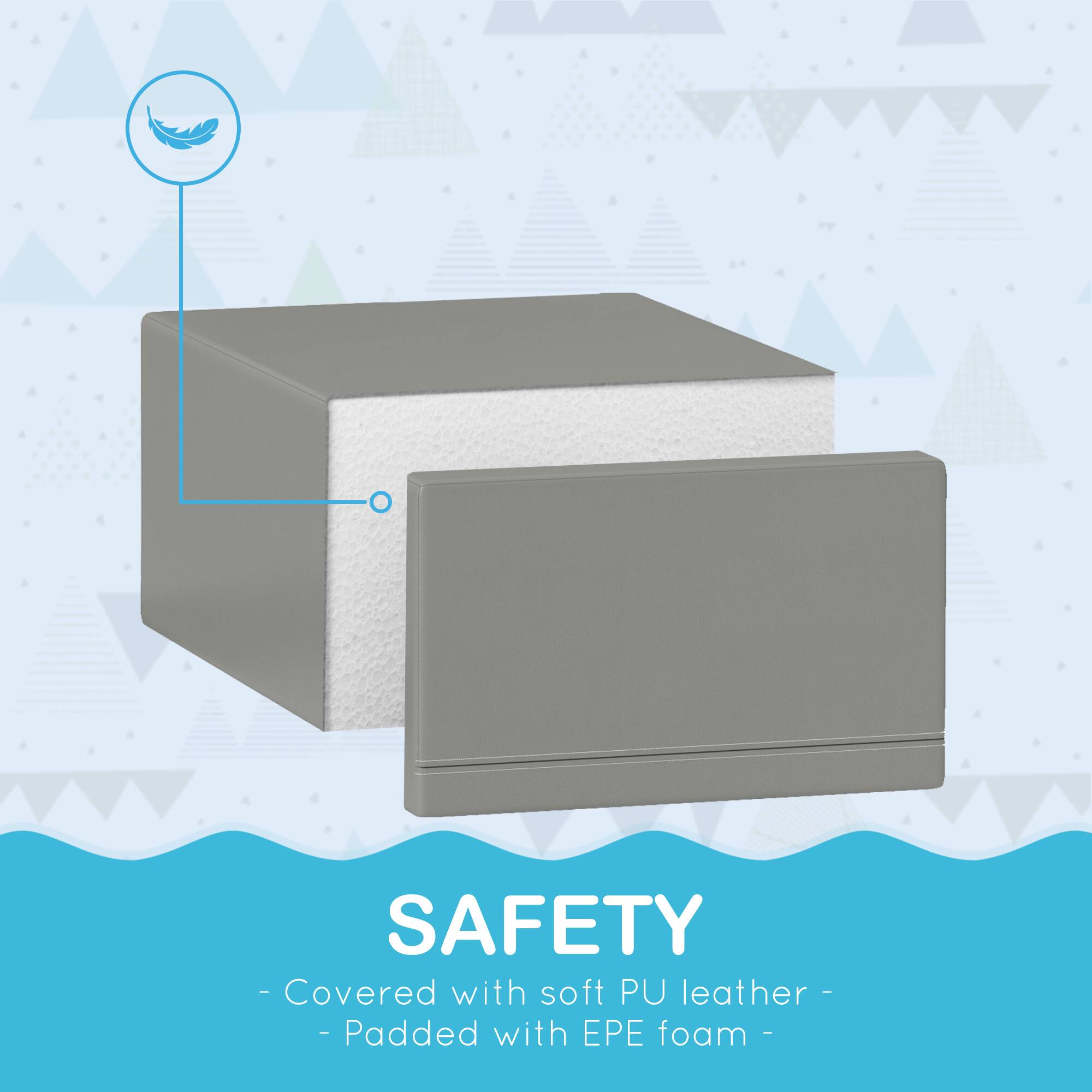 SAFETY  
- Covered with soft PU leather  
- Padded with EPE foam