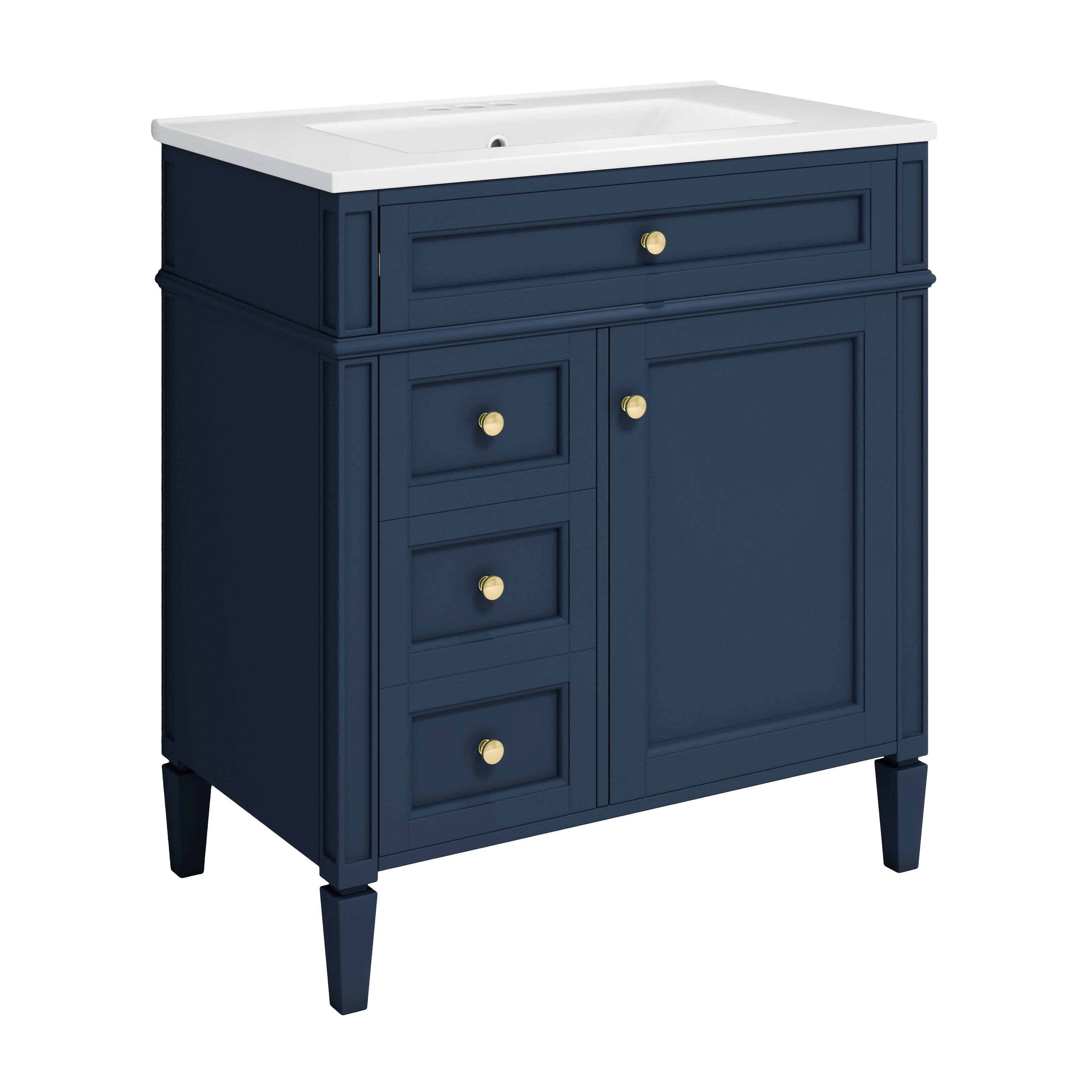 Alt View 10. Boyel Living - 30 Inch Bathroom Vanity with Sink Modern Storage Cabinet with 2 Drawers and Tip Out DrawerBlue - Blue.