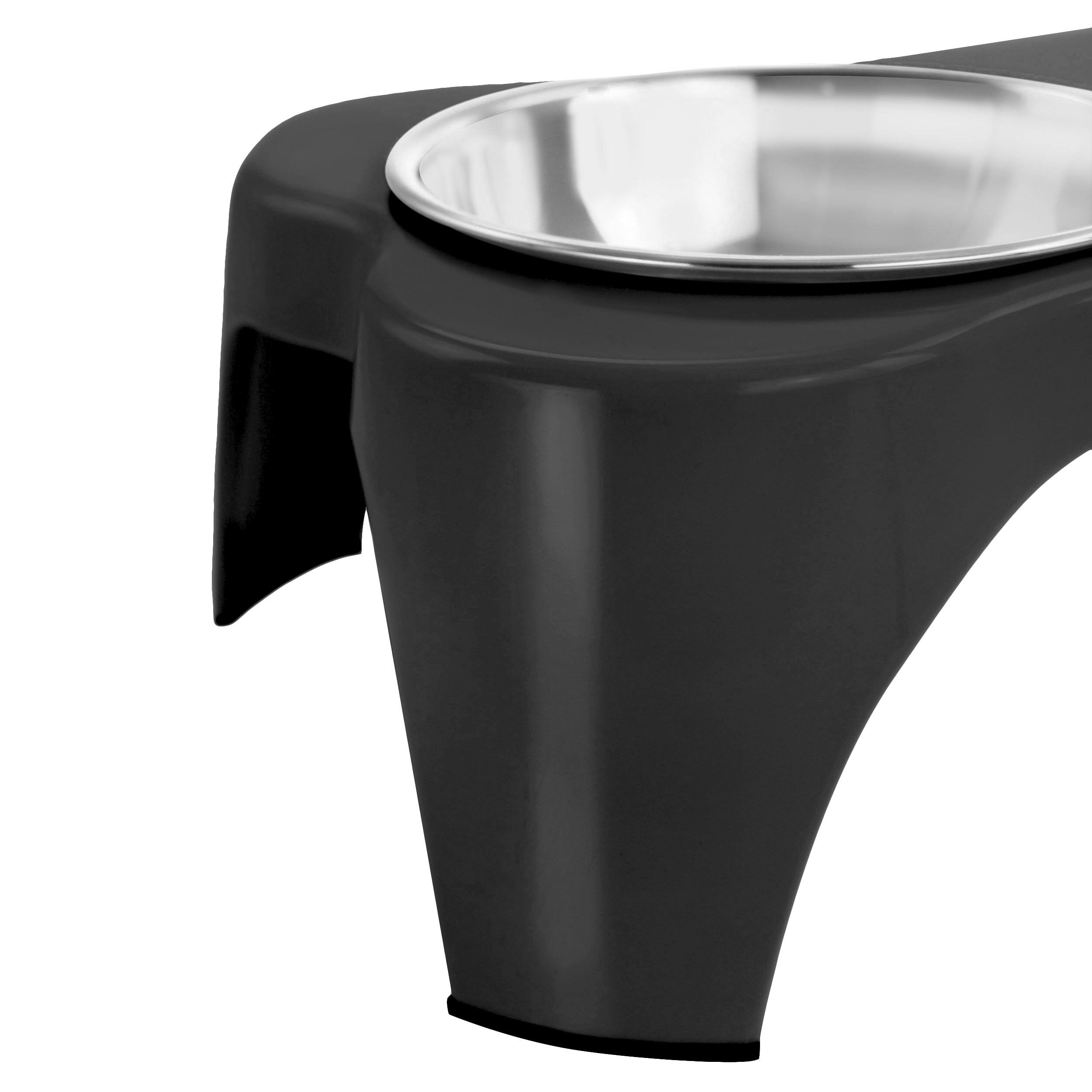 Alt View 3. Gibson - Gibson Home Bow Wow Meow 3 Piece Elevated Pet Bowl Dinner Set in Black - Black.