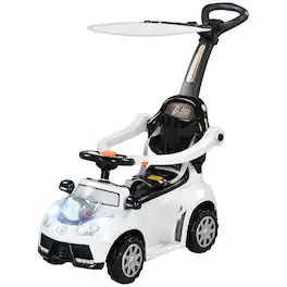 Qaba - in 1 Push Car Sliding Car with Removable Handle, Music, Horn, Canopy