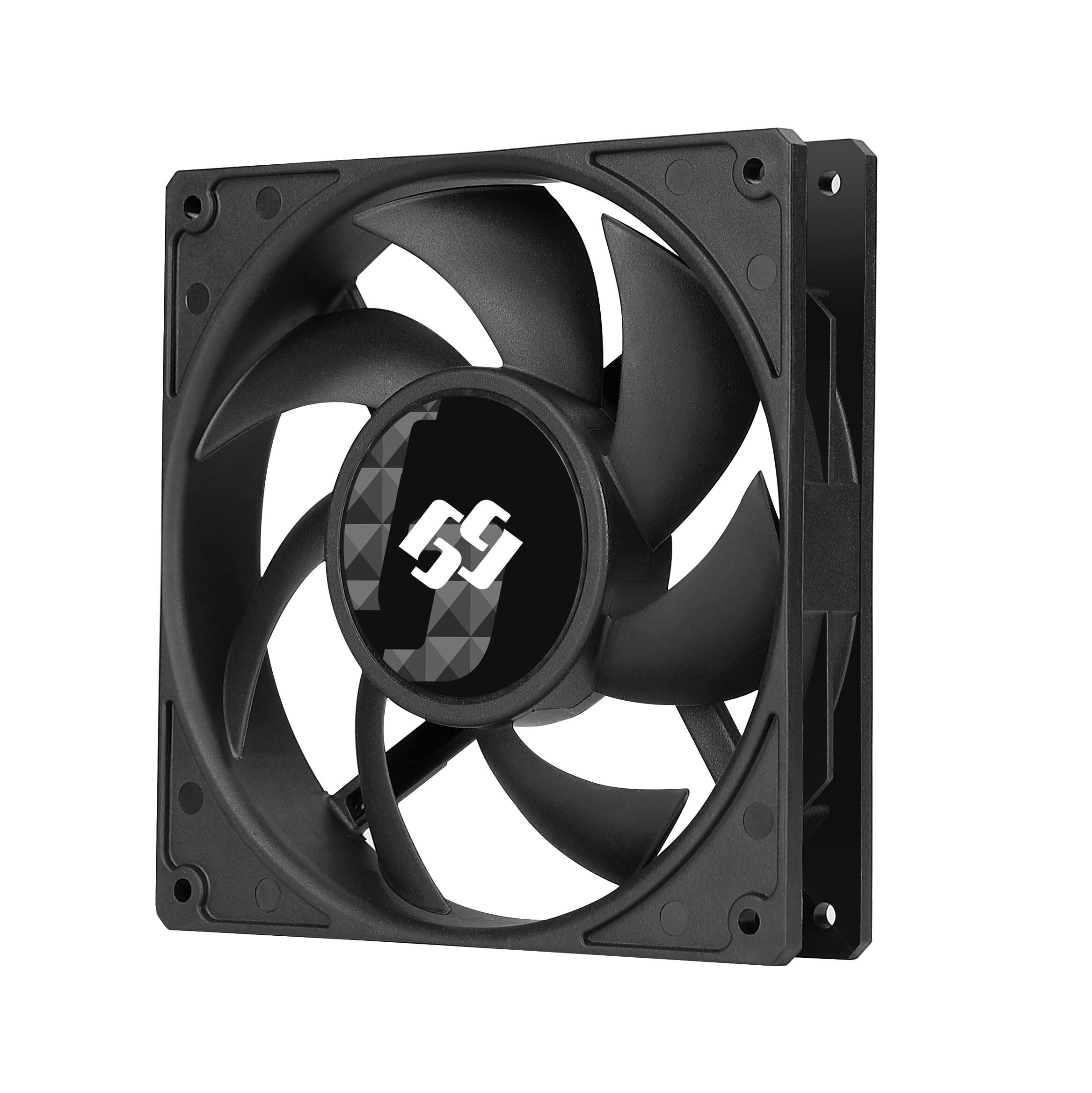 Angle. Bluegears - b-BlasterPWM 140mm 2Ball PWM High Speed Fan ranging 600 to 3000 RPM with 168 CFM. UL, CE, FCC, RoHS, Reach Certified - Black.