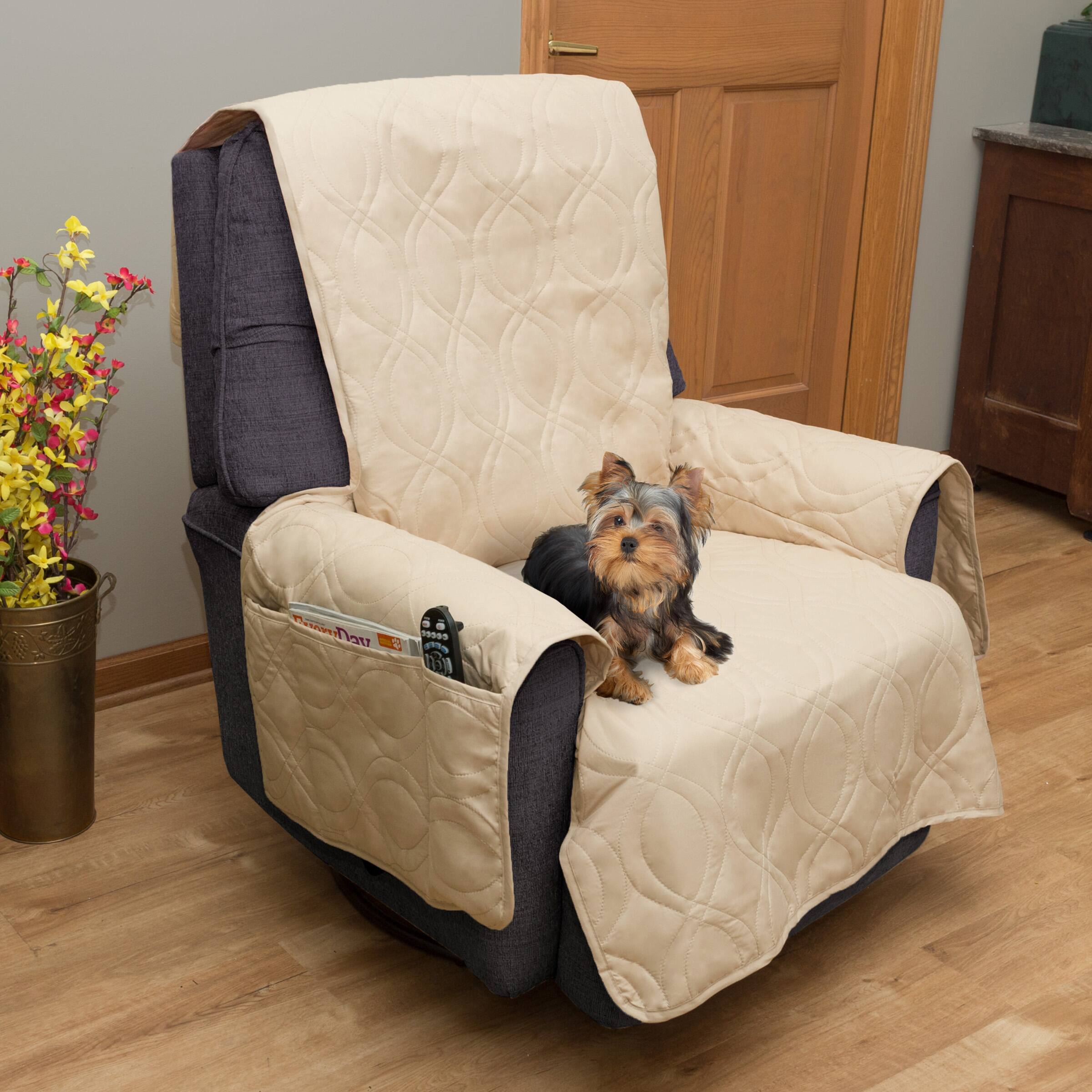 PetMaker - Recliner Cover Water-Resistant Furniture Covers for Armchairs and Recliners Chair Cover for Dogs, Pets, and Kids - Tan